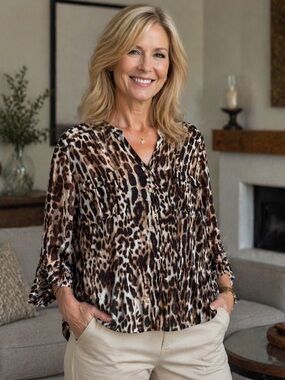 Chico's | Women's Animal Print Magnetism Mila Long Sleeve Top Size XL (3) NWT